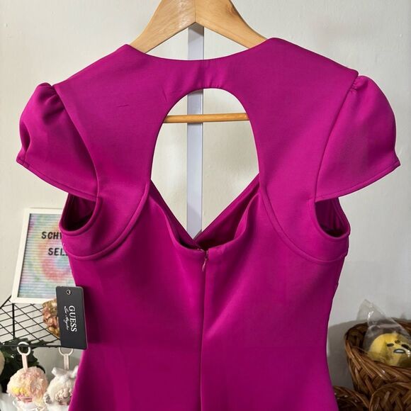 GUESS LA size 6 (small) Elegant Magenta Wrap Dress new 🆕 scuba bandage cap - Picture 7 of 10